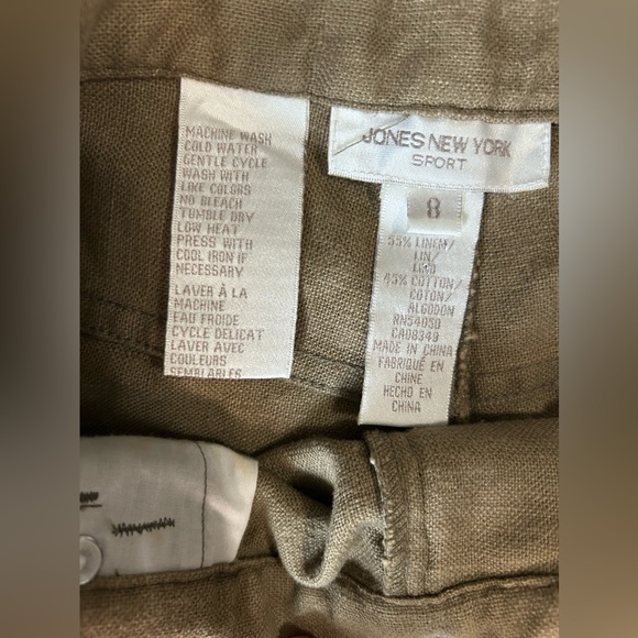 Jones New York NWT linen/cotton blend khaki pants size 8 - Picture 3 of 11
